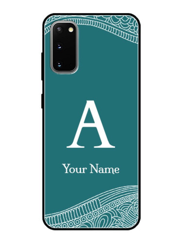Custom Galaxy S20 Personalized Glass Phone Case - line art pattern with custom name Design