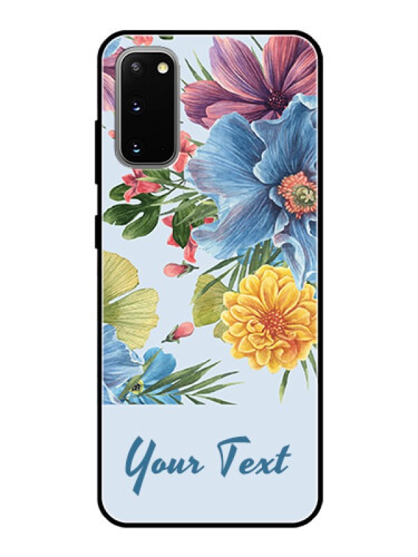 Custom Galaxy S20 Custom Glass Mobile Case - Stunning Watercolored Flowers Painting Design