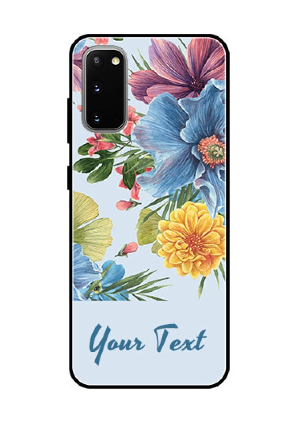 Galaxy S20 Custom Glass Mobile Case - Stunning Watercolored Flowers Painting Design