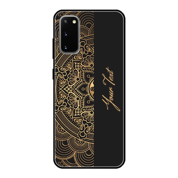Galaxy S20 Photo Printing on Glass Case - Mandala art with custom text Design Galaxy S20 Photo Printing on Glass Case - Mandala art with custom text Design