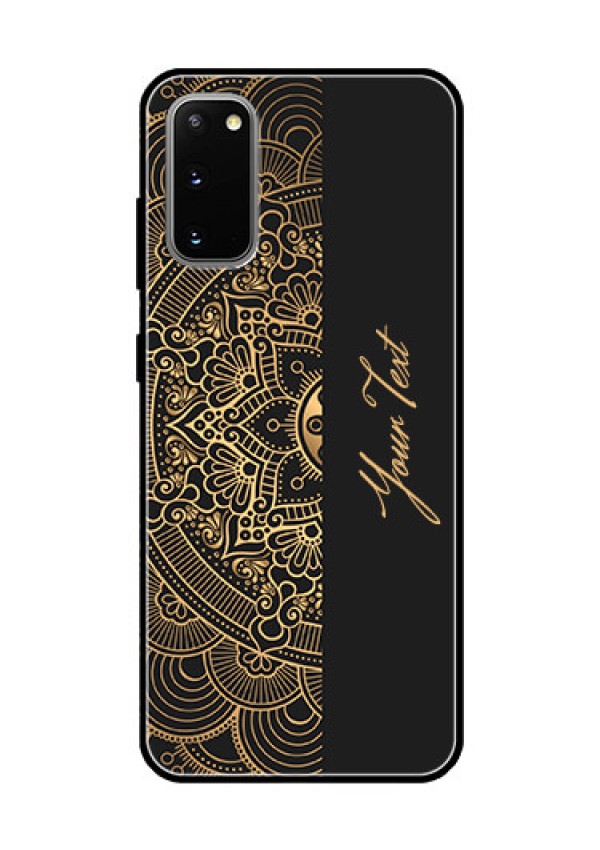 Galaxy S20 Photo Printing on Glass Case - Mandala art with custom text Design