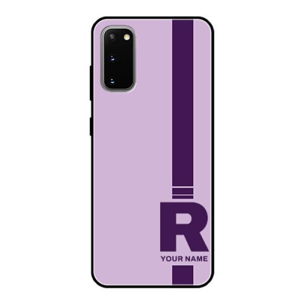 Galaxy S20 Photo Printing on Glass Case - Simple dual tone stripe with name Design Galaxy S20 Photo Printing on Glass Case - Simple dual tone stripe with name Design