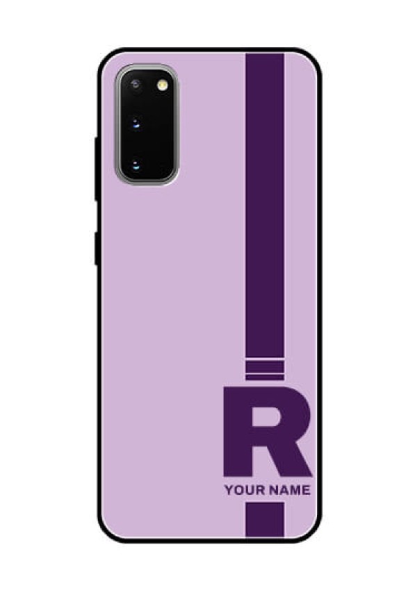 Galaxy S20 Photo Printing on Glass Case - Simple dual tone stripe with name Design