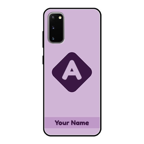Galaxy S20 Custom Glass Mobile Case - Custom Letter in curved badge Design
