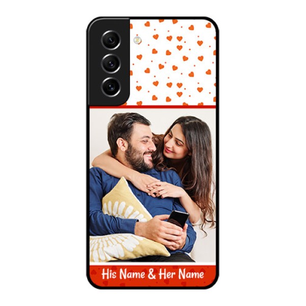 Galaxy S21 FE 5G Custom Glass Phone Case - Orange Love Symbol Design