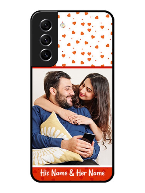 Custom Galaxy S21 FE 5G Custom Glass Phone Case - Orange Love Symbol Design