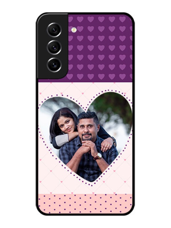 Custom Galaxy S21 FE 5G Custom Glass Phone Case - Violet Love Dots Design