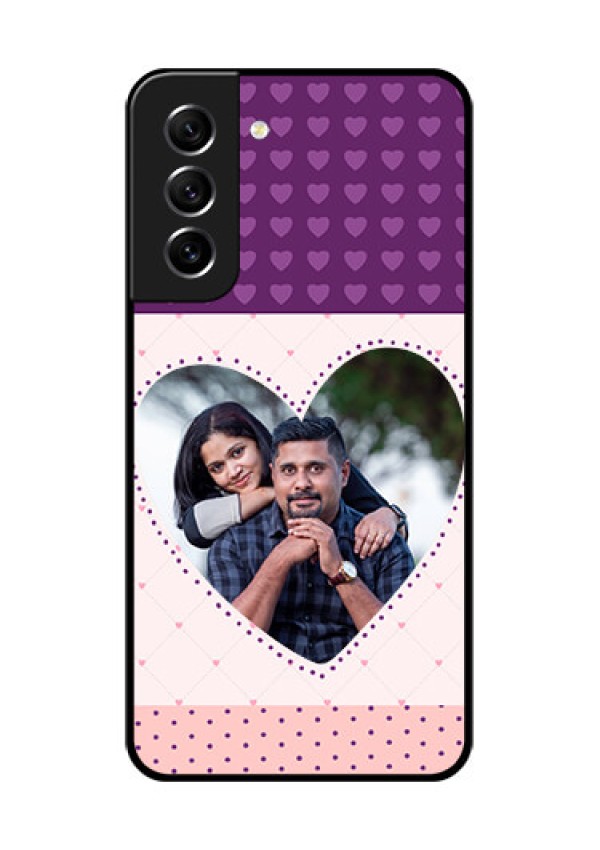 Galaxy S21 FE 5G Custom Glass Phone Case - Violet Love Dots Design
