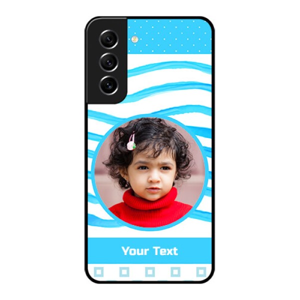 Galaxy S21 FE 5G Custom Glass Phone Case - Simple Blue Case Design Galaxy S21 FE 5G Custom Glass Phone Case - Simple Blue Case Design