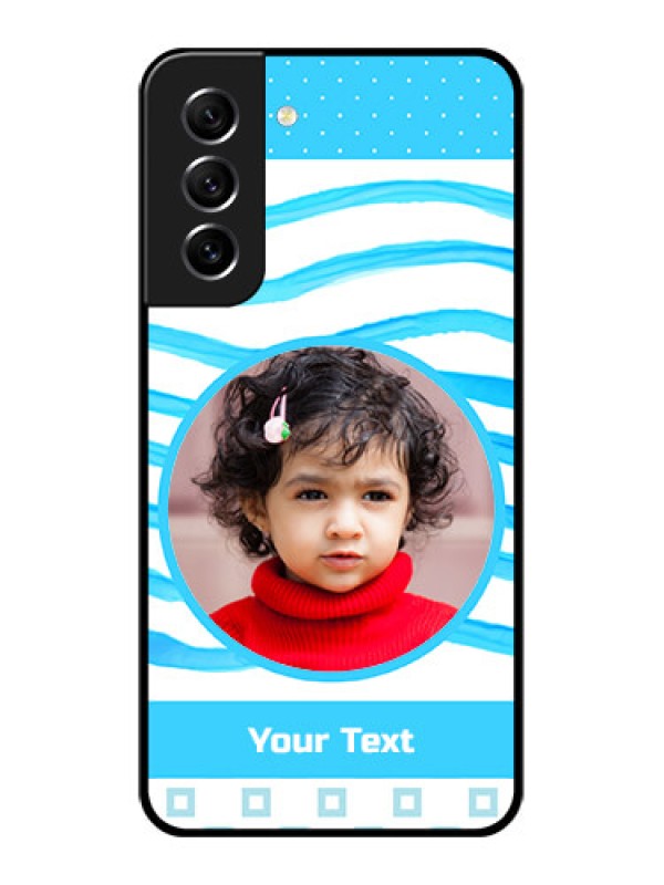 Custom Galaxy S21 FE 5G Custom Glass Phone Case - Simple Blue Case Design