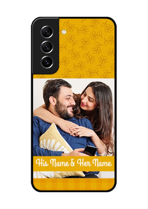 Galaxy S21 FE 5G Custom Glass Mobile Case - Yellow Floral Design