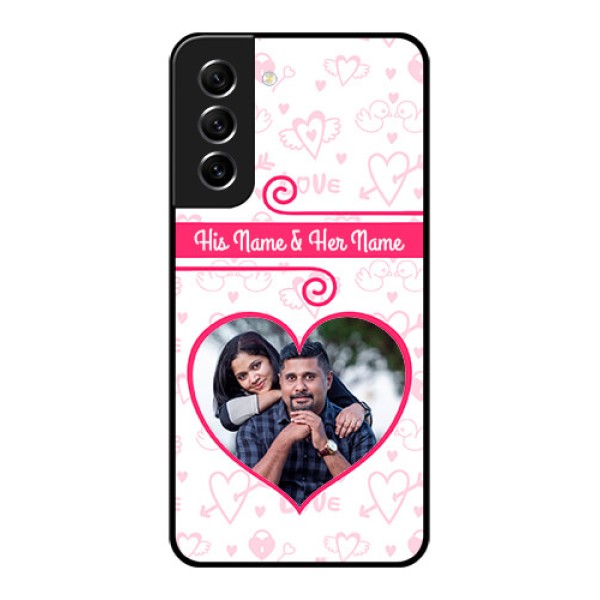 Galaxy S21 FE 5G Personalized Glass Phone Case - Heart Shape Love Design Galaxy S21 FE 5G Personalized Glass Phone Case - Heart Shape Love Design