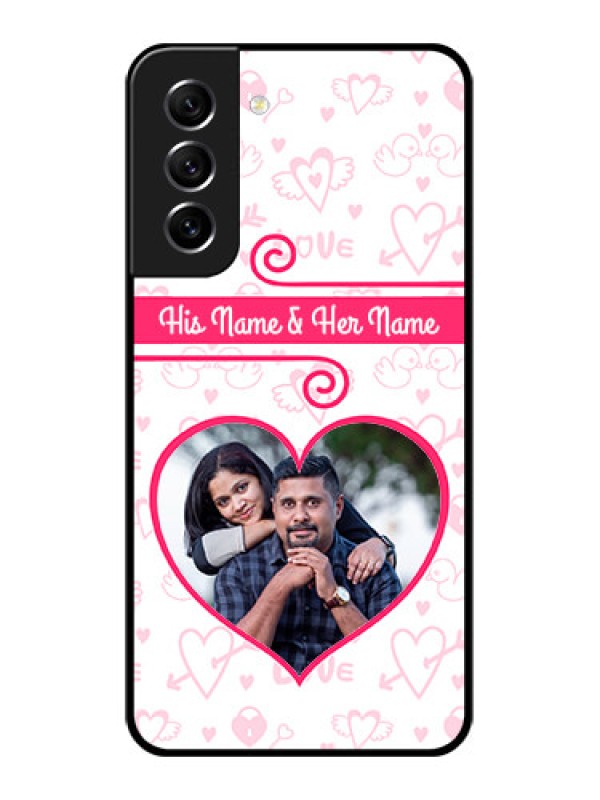 Custom Galaxy S21 FE 5G Personalized Glass Phone Case - Heart Shape Love Design