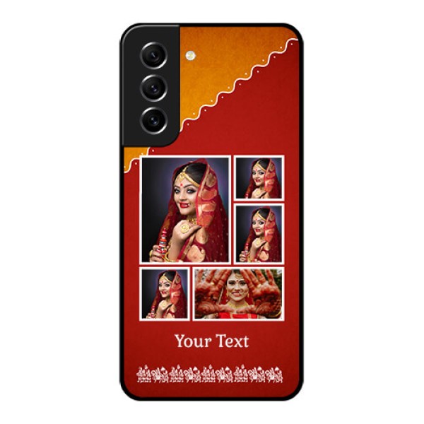 Galaxy S21 FE 5G Personalized Glass Phone Case - Wedding Pic Upload Design Galaxy S21 FE 5G Personalized Glass Phone Case - Wedding Pic Upload Design