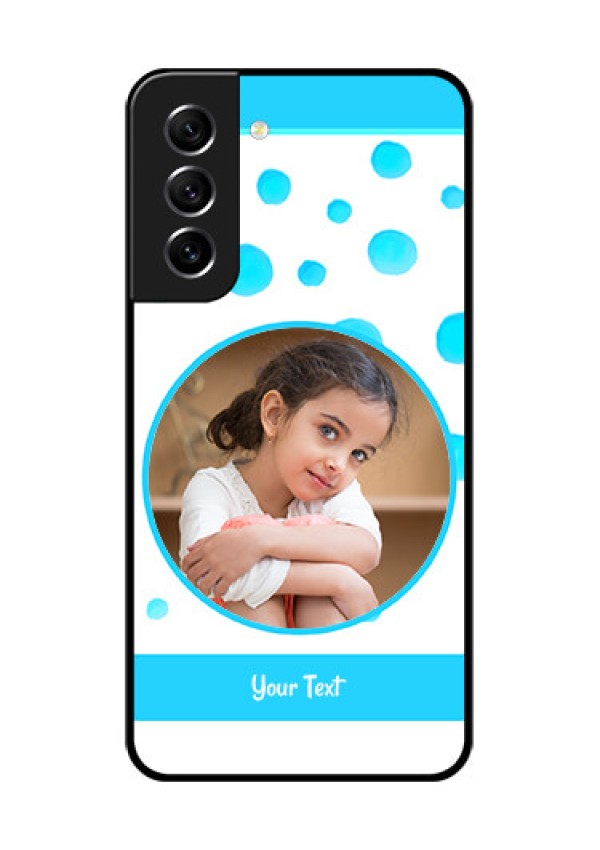 Galaxy S21 FE 5G Photo Printing on Glass Case - Blue Bubbles Pattern Design