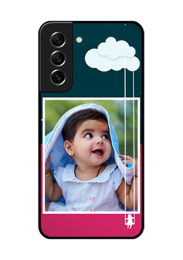 Galaxy S21 FE 5G Custom Glass Phone Case - Cute Girl with Cloud Design