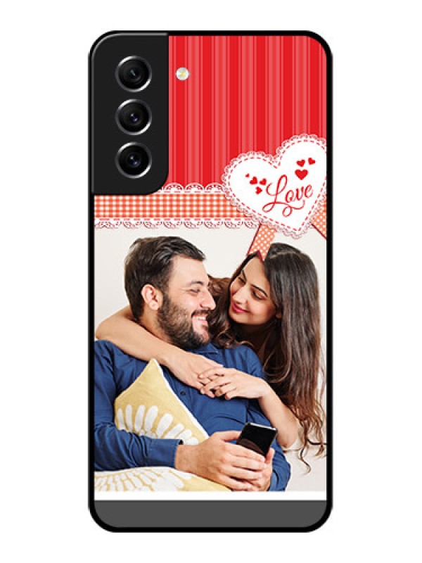 Custom Galaxy S21 FE 5G Custom Glass Mobile Case - Red Love Pattern Design