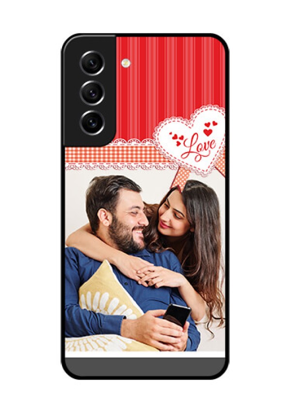 Galaxy S21 FE 5G Custom Glass Mobile Case - Red Love Pattern Design
