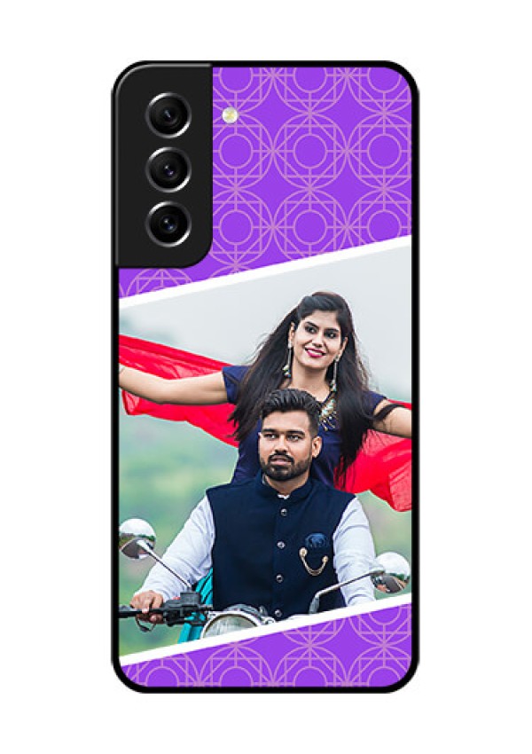 Galaxy S21 FE 5G Custom Glass Phone Case - Violet Pattern Design