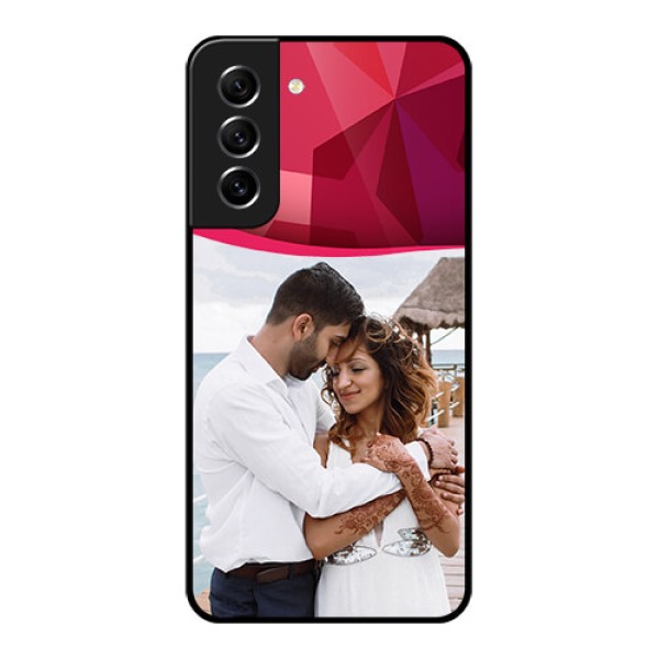 Galaxy S21 FE 5G Custom Glass Mobile Case - Red Abstract Design
