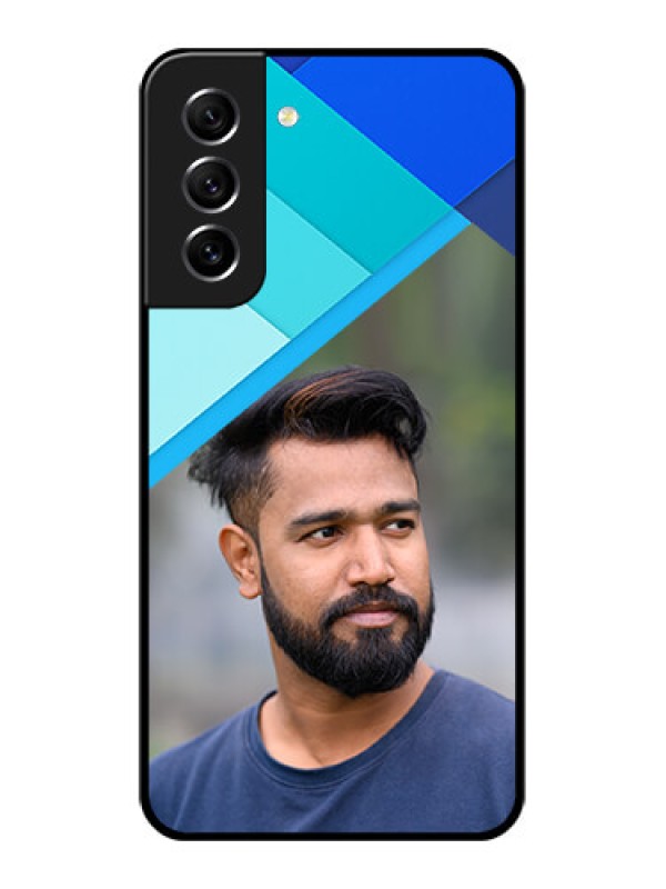 Custom Galaxy S21 FE 5G Custom Glass Phone Case - Blue Pattern Design