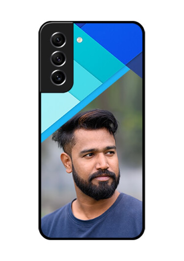 Galaxy S21 FE 5G Custom Glass Phone Case - Blue Pattern Design