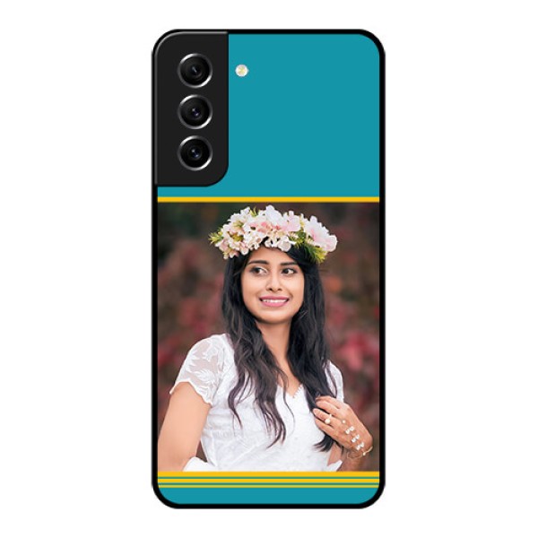 Galaxy S21 FE 5G Custom Glass Phone Case - Yellow & Blue Design