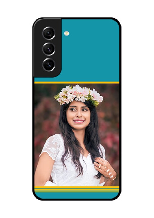 Galaxy S21 FE 5G Custom Glass Phone Case - Yellow & Blue Design