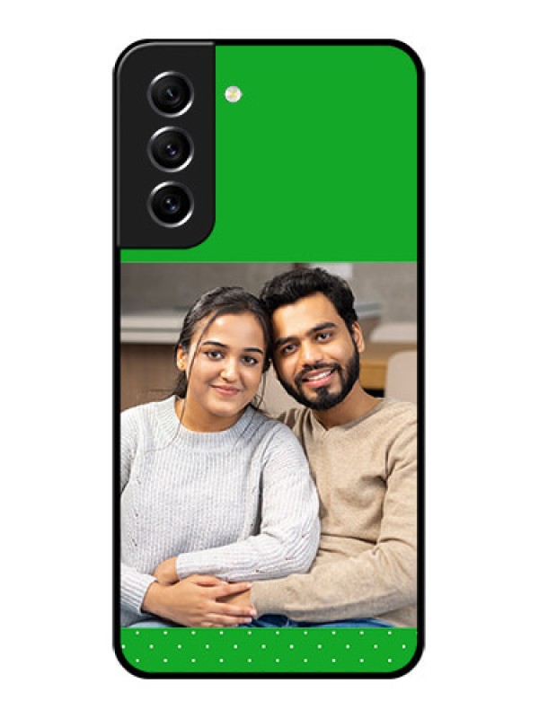 Custom Galaxy S21 FE 5G Personalized Glass Phone Case - Green Pattern Design