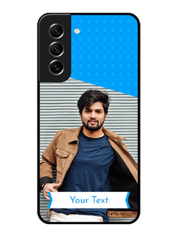 Custom Galaxy S21 FE 5G Photo Printing on Glass Case - Simple Blue Color Design