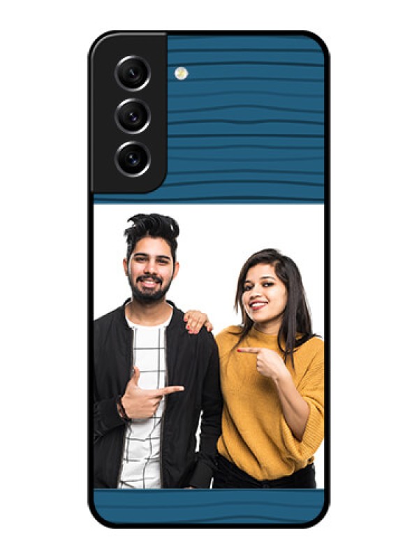 Custom Galaxy S21 FE 5G Custom Glass Phone Case - Blue Pattern Cover Design