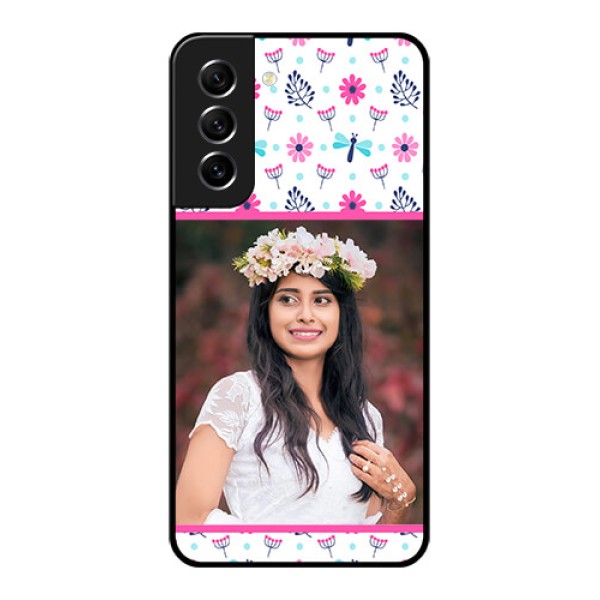 Galaxy S21 FE 5G Photo Printing on Glass Case - Colorful Flower Design