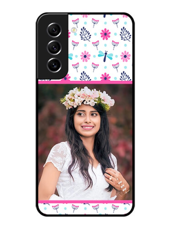 Custom Galaxy S21 FE 5G Photo Printing on Glass Case - Colorful Flower Design