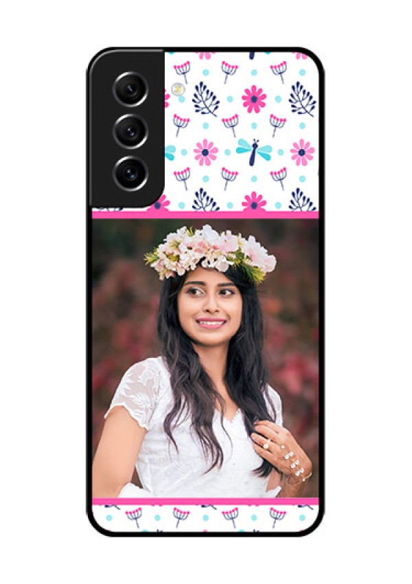 Galaxy S21 FE 5G Photo Printing on Glass Case - Colorful Flower Design