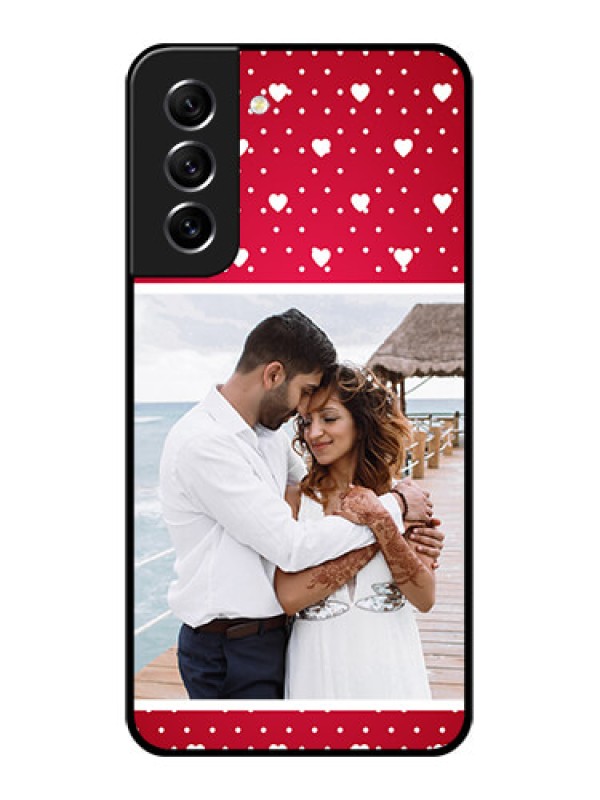Custom Galaxy S21 FE 5G Photo Printing on Glass Case - Hearts Mobile Case Design