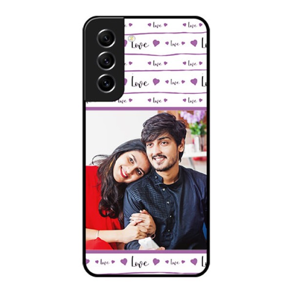 Galaxy S21 FE 5G Custom Glass Mobile Case - Couples Heart Design