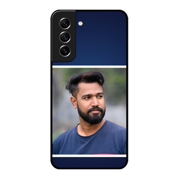 Galaxy S21 FE 5G Personalized Glass Phone Case - Simple Royal Blue Design Galaxy S21 FE 5G Personalized Glass Phone Case - Simple Royal Blue Design