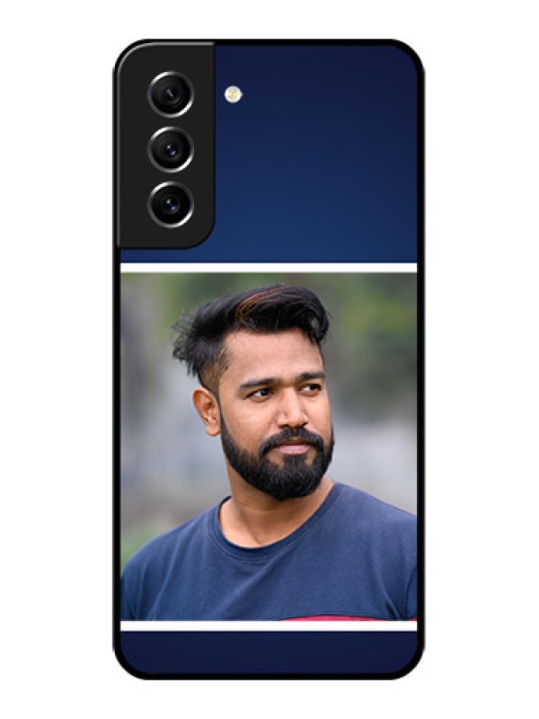 Custom Galaxy S21 FE 5G Personalized Glass Phone Case - Simple Royal Blue Design