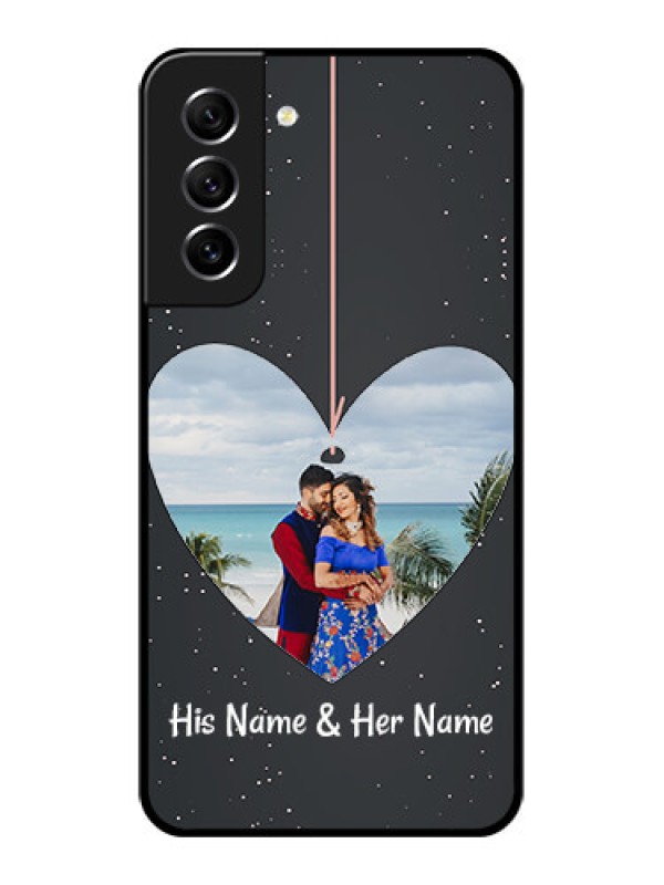 Custom Galaxy S21 FE 5G Custom Glass Phone Case - Hanging Heart Design