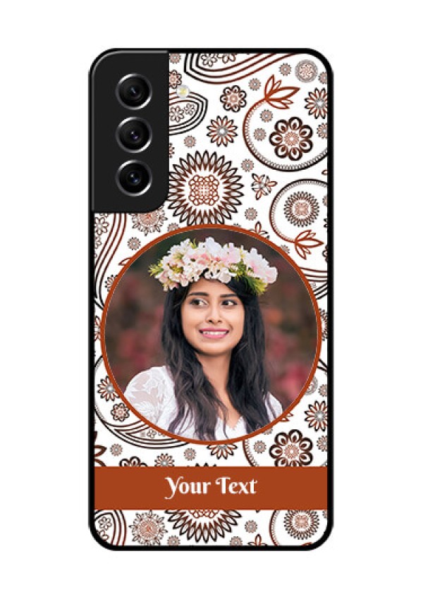 Galaxy S21 FE 5G Custom Glass Mobile Case - Abstract Flower Design