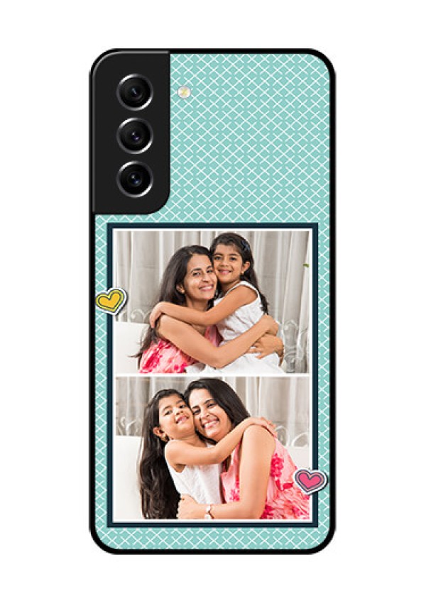 Galaxy S21 FE 5G Custom Glass Phone Case - 2 Image Holder with Pattern Design