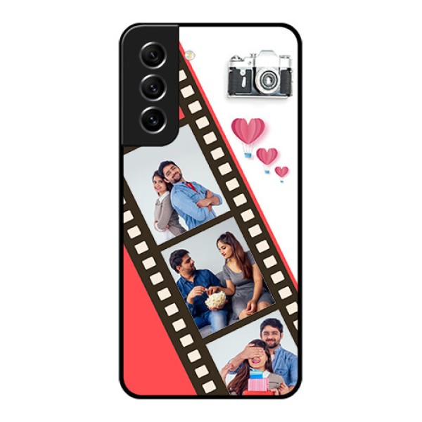Galaxy S21 FE 5G Personalized Glass Phone Case - 3 Image Holder with Film Reel Galaxy S21 FE 5G Personalized Glass Phone Case - 3 Image Holder with Film Reel