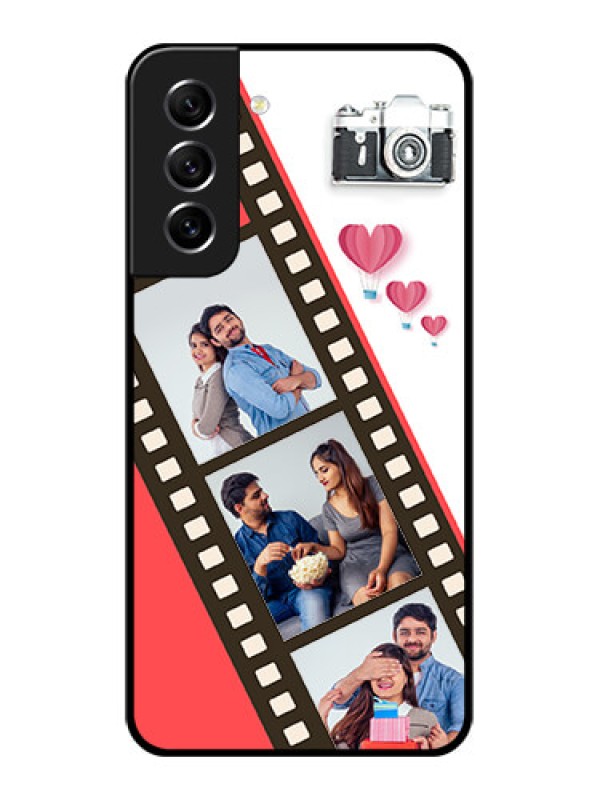 Custom Galaxy S21 FE 5G Personalized Glass Phone Case - 3 Image Holder with Film Reel