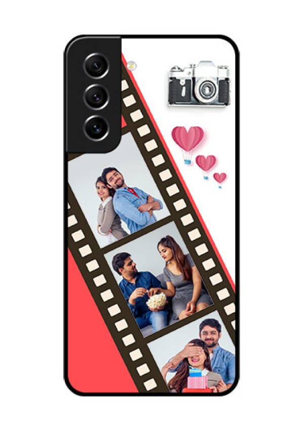 Galaxy S21 FE 5G Personalized Glass Phone Case - 3 Image Holder with Film Reel