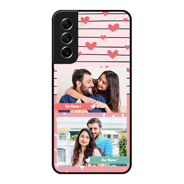 Galaxy S21 FE 5G Custom Glass Mobile Case - Photo with Heart Design Galaxy S21 FE 5G Custom Glass Mobile Case - Photo with Heart Design