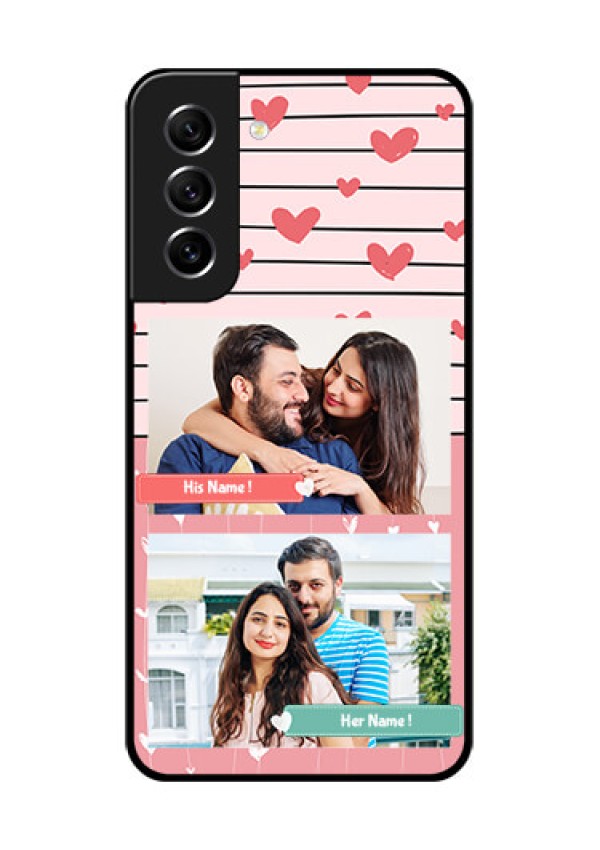 Galaxy S21 FE 5G Custom Glass Mobile Case - Photo with Heart Design