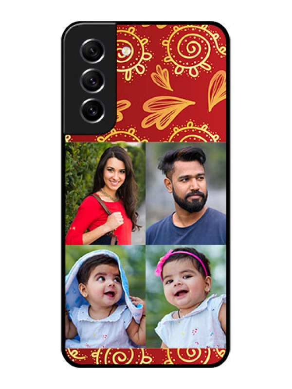 Custom Galaxy S21 FE 5G Photo Printing on Glass Case - 4 Image Traditional Design