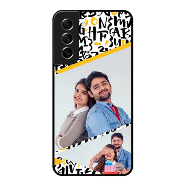 Galaxy S21 FE 5G Custom Glass Mobile Case - Letters Pattern Design