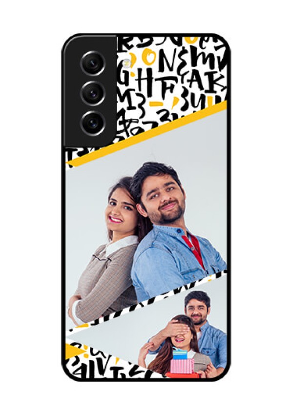 Galaxy S21 FE 5G Custom Glass Mobile Case - Letters Pattern Design