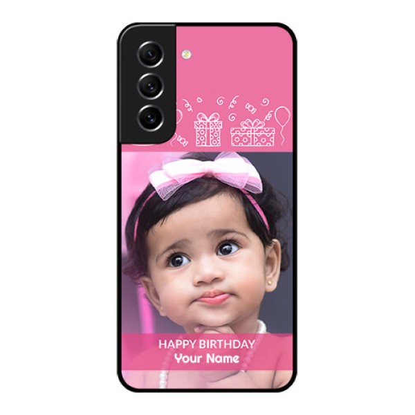 Galaxy S21 FE 5G Photo Printing on Glass Case - with Birthday Line Art Design Galaxy S21 FE 5G Photo Printing on Glass Case - with Birthday Line Art Design